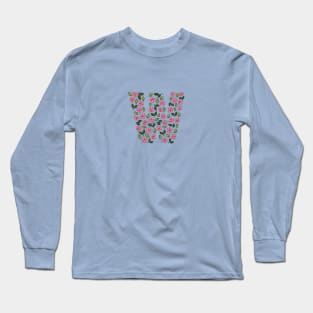 Floral Monogram Letter W Long Sleeve T-Shirt